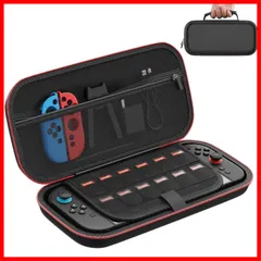【即発送】収納（ボルカニックブラックレッド） 防振 防水 防塵 EVA素材 大容量 保護 10H硬質強化フィルム2枚、クリーニングクロス、ロッカーシリコンキャップ8個付き  ブラック 防水ハードケース （2025）専用 2 Switch OLCLSS