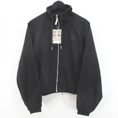 プーマ PUMA スポーツウェア ショート丈 ウィンドブレーカー M 黒系 ブラック ジップアップ ロゴ プリント ポケット タグ付き