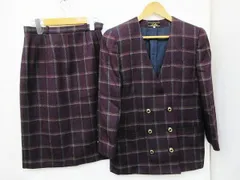 【送料無料】【美品】Leilian レリアン セットアップ スカートスーツ ジャケット スカート チェック柄 ミセス Mサイズ9 秋冬■L24934AWS22-210316-10-3（4）6/08