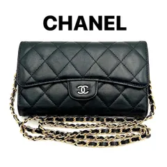 CHANEL シャネル 三つ折り財布 長財布 ココマーク キルティング マトラッセ フラップ シルバー金具 ロゴ型押し カードケース ウォレット 小銭入れ 定期入れ ラムスキン レディース ブラック 黒色