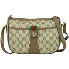 本物 グッチ GUCCI シェリーライン オールドグッチ GGスプリーム ショルダーバッグ ポシェット ベージュ 89.02.032 Shelly Line バッグ 中古 【フォロー割】