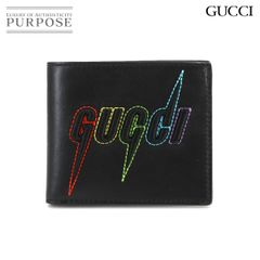 未使用 展示品 グッチ GUCCI ブレード エンブロイダリー 二つ折り 財布 レザー ブラック マルチカラー 597674 刺繍 90285085