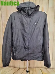 Nautica ノーティカ ナイロンジャケット ナイロンパーカー ブラック/古着 ダメージ