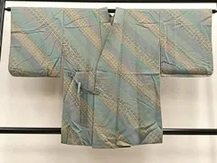 平和屋着物＃道中着　絞り　斜縞　正絹　逸品　BAAU0099gt