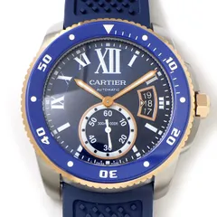カルティエ Cartier 腕時計 ガリブル W2CA0008 ブルー文字盤 ローマンインデックス デイト ダイバーズ スモールセコンド 回転ベゼル ラバーベルト K18PG SS 自動巻き 【箱・保付き】のサムネイル