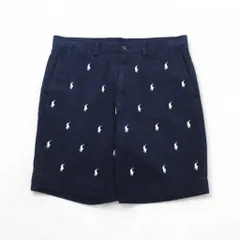 POLO RALPH LAUREN クラシックフィット ショート チノパンツ ハーフパンツ L ネイビー オールオーバーポニー 刺繍