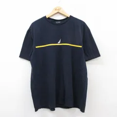 XL/古着 ノーティカ 半袖 ブランド Tシャツ メンズ ワンポイントロゴ 大きいサイズ コットン クルーネック 紺 ネイビー 25aug26 中古
