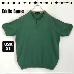 エディーバウアー/Eddie Bauer★サマーニットTシャツ★ヘンリーネック/ラインリブ★半袖コットンセーター★Eddie Bauer★USAメンズXL  #2507J054
