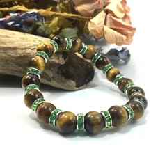 タイガーアイ パワーストーン ブレスレット 天然石 10mm （グリーン）メンズ・レディース 男性・女性 数珠ブレス 開運  [3] 