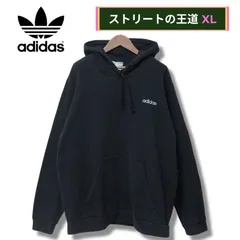 アディダス オリジナルス パーカー XL ブラック adidas ORIGINALS ロゴ刺繍 ワンポイント ストリート Y2K オーバーサイズ ビッグシルエット ゆるだぼ スポーツミックス 裏起毛 フーディー ストリート 古着 E8080