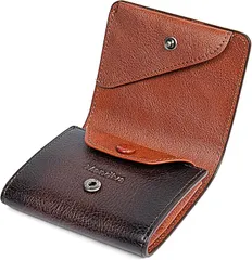 Mandiva(マンディーヴァ) ミニ財布 メンズ 本革 二つ折り 小銭入れ コンパクト サイフ トップレザー(ブラウン＆キャメル)