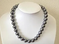 お買い得！幅広いシーンで活躍　貝パールネックレス１０ｍｍ前後 ブラック　冠婚葬祭等にもご利用いただけます
