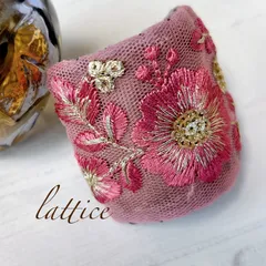 【インド刺繍リボン　ポニーフック】ピンク系