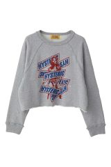 HYSTERIC GLAMOUR ヒステリックグラマー 01251CS02 IT’S SO HYSTERIC ショート丈スウェット TOP GRAY 正規通販 レディース FREE TOP GRAY