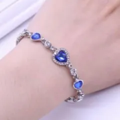 新品　ブレスレット ハートカット サファイア キュービックジルコニア シルバー br1