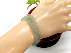 天然石 ライトグリーンアベンチュリン(インド翡翠)形状記憶ブレスレット・アンクレット  　　250720298