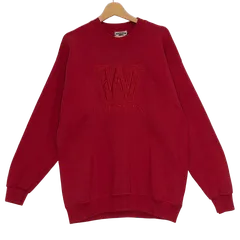 90's/90年代 Lee HEAVT WEIGHT リー USA製 ヘビーウェイト カレッジ刺繍 スウェット トレーナー フロント刺繍 オーバーサイズ ビッグシルエット USA製 メンズ XL レッド