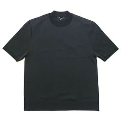 Revenir リブニール コットン ポリエステル モックネック ショートスリーブ ウォッシャブル ニットＴシャツ ブラック / メンズ 半袖 日本製 40代 50代