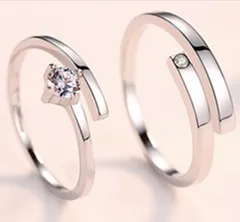 ②★410【メルカリ便発送！送料込】2個セット☆シルバー☆1粒ジルコニア☆ペアリング フリー18