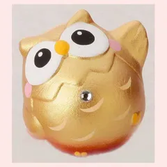 （６Ｐセット）置物　金運　梟（ミニ）　K5319　◎2セット目～大幅値引き対象商品　※ふくろう,陶器,開運招福,縁起物,和,民芸品,工芸品,レトロモダン,かわいい,可愛い,ユニーク,ゴールド