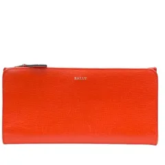 BALLY バリー 財布 長財布 二つ折り財布 折財布 ロングウォレット ロゴ レザー レッド/オレンジ系