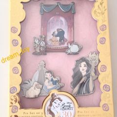 海外 ディズニー 美女と野獣 ピンバッジ セット (6+1) バイナルメーション Disney『美女と野獣 』ピンバッジ3個ボックス入り❣30th