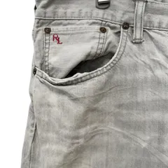 POLO RALPH LAUREN デニム W38 L32  スカイグレー色 雰囲気系 00s グッドフェード ポロ ラルフローレン ORIGINAL QUALITY  刺繍 ロゴ ホワイト 白 ジーンズ Gパン 古着 R2010