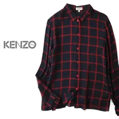 美品◆KENZO◆極上◆高級シルク100% ラインチェック とろみ エアリーシフォン シャツ ブラウス ◆ケンゾーのサムネイル