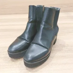 ■ AZUL by moussy フェイクレザー サイドゴア 厚底 23.0cm相当 ショート ブーツ 記載なし（消失） ブラック レディース E  【1304050043383】