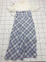 ◇ ⊂ mily bilet ミウィビレット フェミニン 半袖 ロング ショルダーカットワンピース サイズＬ ブルー系 レディース E  【1508260031691】