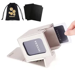 デッキケース トレカケース カードディスプレイウィンドウ 100枚 二重 三重スリーブ対応 縦入れ ダイスポーチ 仕切り2つとトップローダー１つ付き 革 (ベージュ（内装ベージュ）) 1