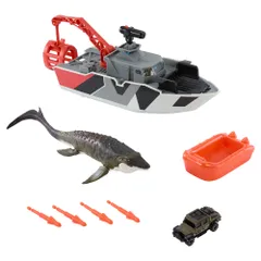新品 マッチボックス(Matchbox) ジュラシック・ワールド モササウルスを運べ！水陸両用レスキューシップ 乗り物おもちゃ 恐竜 おもちゃ ミニカー 水遊び 3歳から マルチ JGG61
