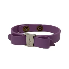☆EM0505 Salvatore Ferragamo サルヴァトーレ・フェラガモ ヴァラ バングル パープル シルバー金具 中古のサムネイル