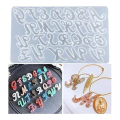 【穴あき・ミニサイズ】 アルファベット 筆記体 穴あき シリコンモールド 小さい 小 レジン uvレジン シリコン モールド アロマストーン 石膏 石鹸 キャンドル 樹脂 粘土 型 英字 イニシャル Ever garden 1