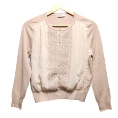 ANAYI(アナイ) カーディガン サイズ38 M レディース美品  - ピンクベージュ×ベージュ 長袖/レース/ドット柄