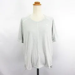 プーマ PUMA STUDIO Tシャツ カットソー 半袖 クルーネック ロゴ L グレー スポーツウェア ※EKM