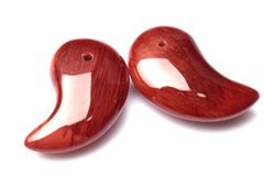 【１点物】高発色◇チベット産 アンデシン　22-23x13-14mm　勾玉 2個セット ルース パワーストーン 天然石 _PC4283