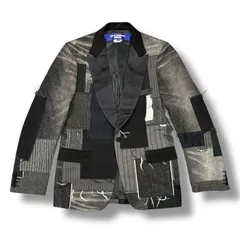 考上代231000円 未使用品 JUNYA WATANABE MAN 25SS Patchwork Denim Jacket パッチワーク デニム テーラードジャケット ジュンヤワタナベ WO-J004 ブラック系 M 98434A3