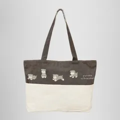 【トートバッグ】【送料込み】【新品】Mintinn ミントイン 帆布トートバッグ 横型 A4入るサイズ ファスナー・ポケット付 ゆるっとルーク 犬柄 ミニチュア シュナウザー