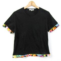 レオナールスポーツ 半袖Ｔシャツ クルーネック 花柄 トップス レディース Lサイズ ブラック LEONARD SPORT 【中古】