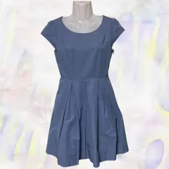 JILL STUART　ジルスチュアート　ワンピース　ブルー　レディース　半袖　ひざ丈　0サイズ　XS　無地　プリーツ　クルミボタン