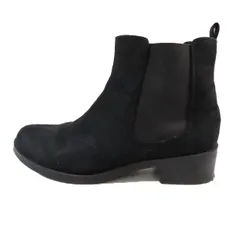 グローバルワーク GLOBAL WORK スタックヒール サイドゴアブーツ スエード ショートブーツ 靴 シューズ 黒 ブラック S レディース 