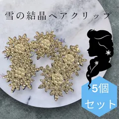 雪の結晶 ヘアクリップ 5個セット エルサ風 キラキラ パール　エリザベート　ファンタジースプリングス　ヘアピン　匿名配送