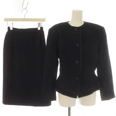 クリスチャンディオール Christian Dior PRETA PORTER プレタポルテ スーツ セットアップ ノーカラージャケット シングル タイトスカート ロング ウール 9 M 紺 ネイビー /IR ■GY18のサムネイル