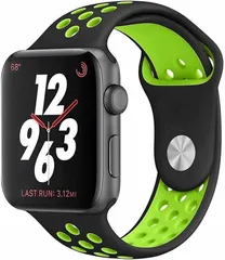 Pellforia アップルウォッチ バンド ベルト シリコン製(黒x蛍光グリーン,  Lサイズ(42/44/45/49ｍｍ))