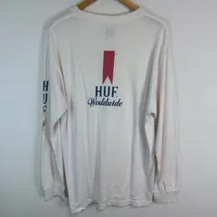 HUF ハフ ロンT 長袖シャツ プリントT シンプル ホワイト Lサイズ メンズ 古着 ストリート シティーボーイ