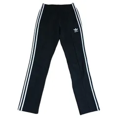 古着 adidas アディダス トラックパンツ ジャージ トレフォイルロゴ 3ライン ブラック S 90サイズ 255-11