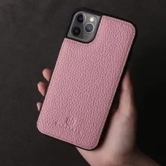 [HANATORA] iPhone11 Pro Max 本革ケース シュリンクカーフレザー スマホケース 桃色 桜 ピンク
