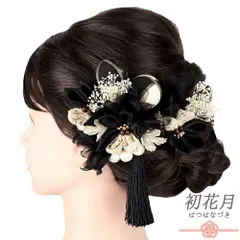 髪飾り 成人式 つまみ細工 かすみそう シフォン レース サテン パールビーズ 房 ゴールド 振袖 袴 花 黒 ベージュ 白 生成 ちり No.9-5533