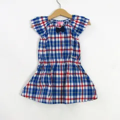 ミキハウス ホットビスケッツ チェックワンピース トップス ベビー 女の子用 90サイズ ブルー×レッド×ホワイト MIKIHOUSE